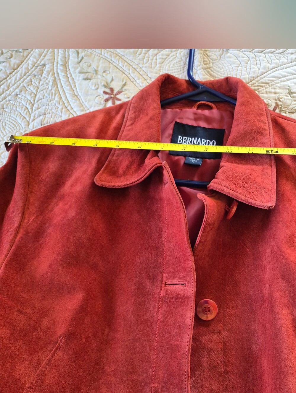 Bernardo Rust Suede Leather Button-Front Jacket - Picture 12 of 13